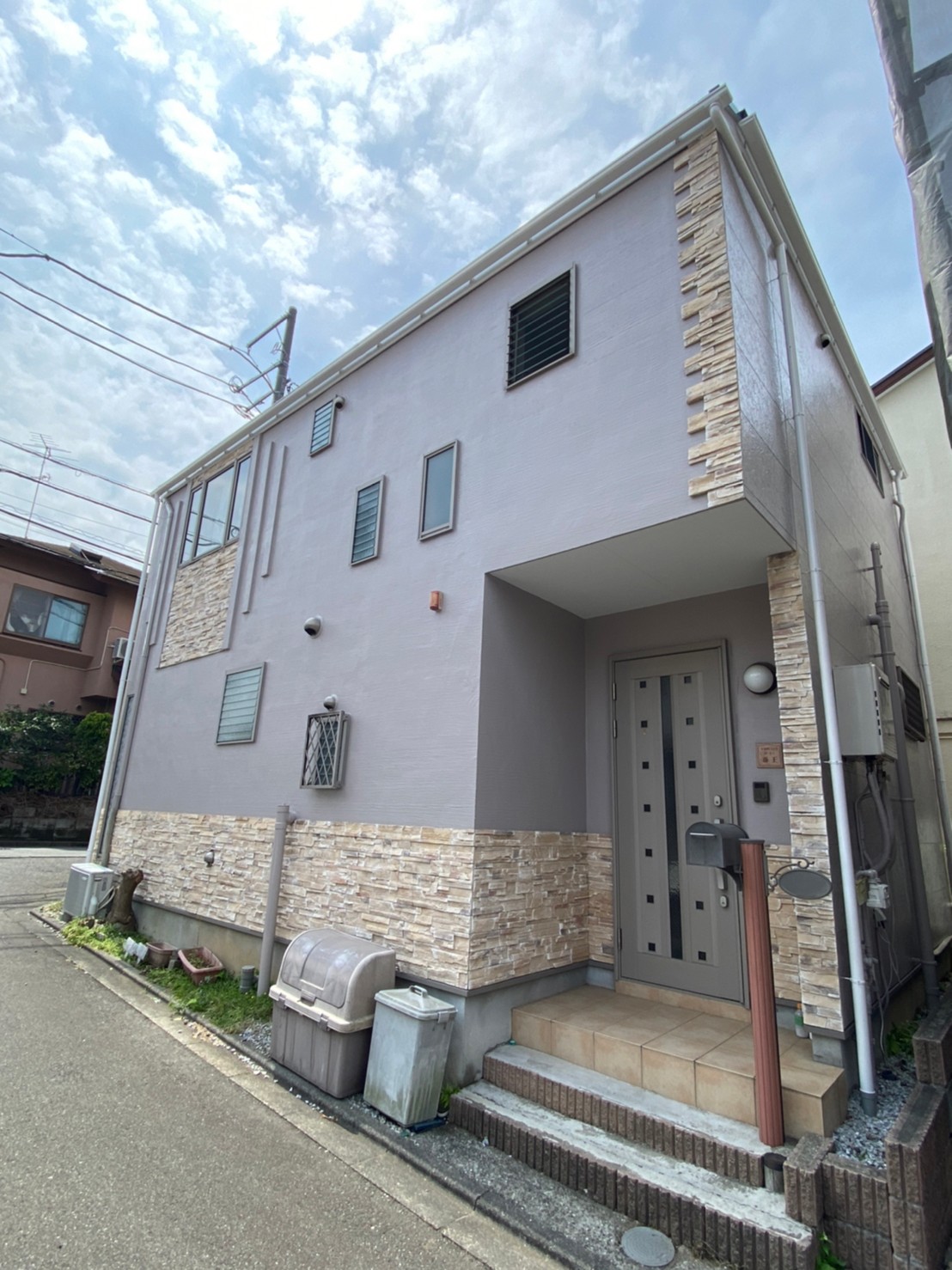 横浜市港北区F様邸|外壁塗装|施工後|モルタル|外観|グレー